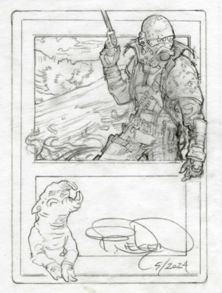 Force Of Will "NCR Ranger" Preliminary Drawing for Altered Card